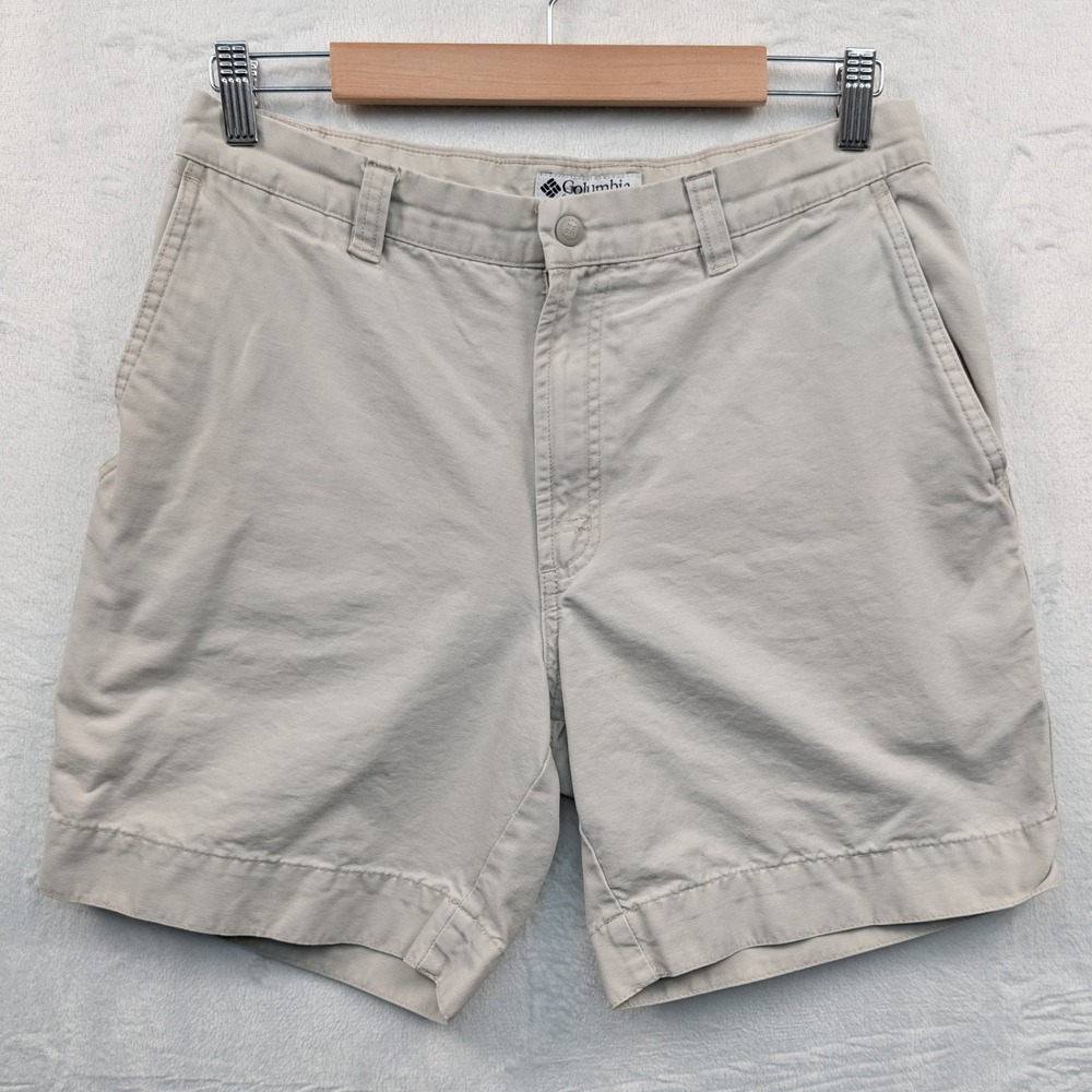VTG Columbia Shorts Men's 32 Tan Khaki Cotton Canvas Utility Hiking Outdoor Y2K